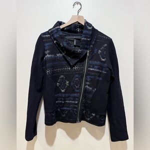 Dolan by Anthropologie Blue Boucle Knit Moto Zip Up Jacket - Women’s Size Large
